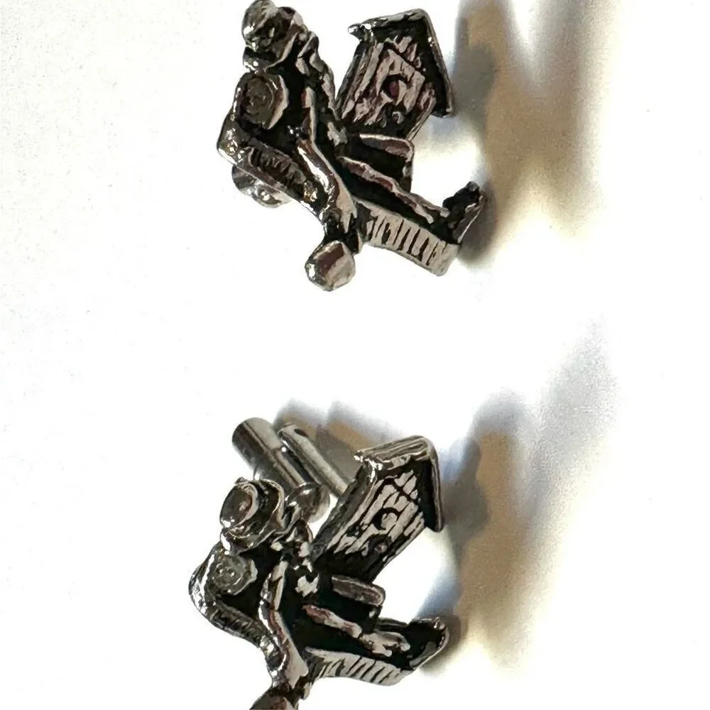 Hillbilly by outhouse silver tone cufflinks